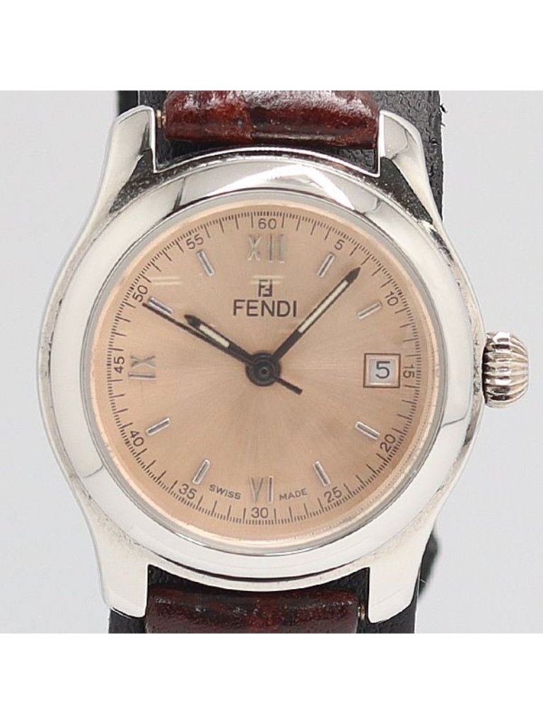Fendi Quartz Date Pink Gold Dial Watch